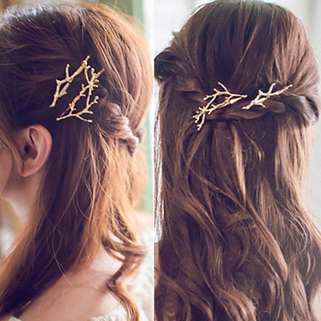 Wendalern Boho Geweih Haarspange Haarspange Weihnachten Haarspangen Haarnadeln Gold Geweih Haarspange Ast Blätter Haarspange Dekorativer Haarschmuck für Frauen und Mädchen