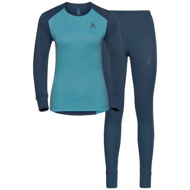 Odlo Damen Funktionsunterwäsche Set ACTIVE WARM ECO, blue wing teal - reef waters, XL