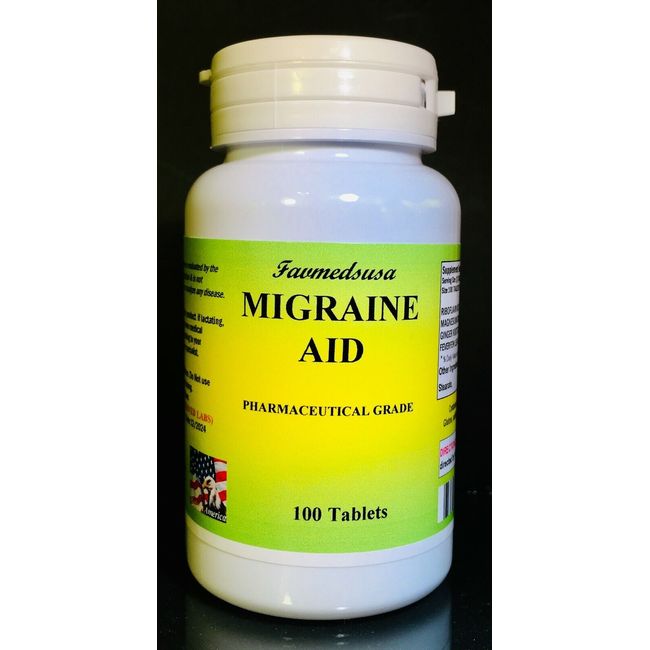 Migraine Aid, FeverFew Leaf, All Natural Relief -  100 tablets. Made in USA