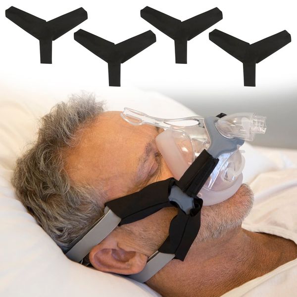 Vive CPAP Strap Covers (4 Pack, Black) - CPAP Mask Cover Soft to Remove Red Cheek Line Marks - CPAP Headgear Strap Cover to Reduce Pressure - CPAP Hair Protector and Face Cushion Pads - CPAP Supplies