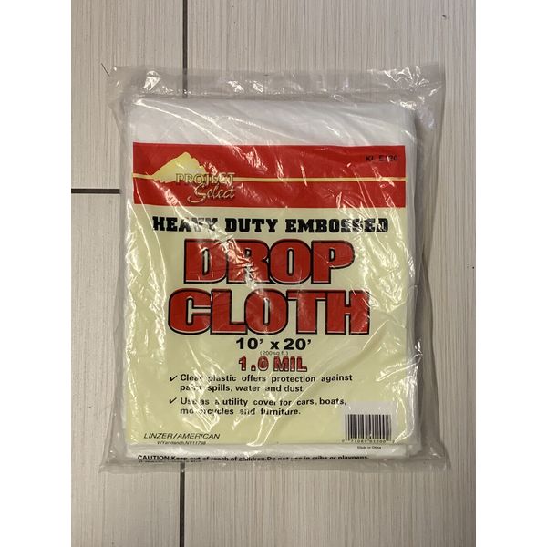 Heavy Duty Embossed Drop Cloth  Clear Plastic 10 ‘ X 20’ 1.0 Mil. 200 Sq. Ft .