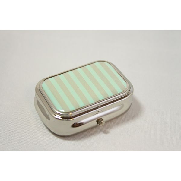 Eyelash Case For A Mirror with Pill Case Sturdy Metal and longer Use Cute Stripe