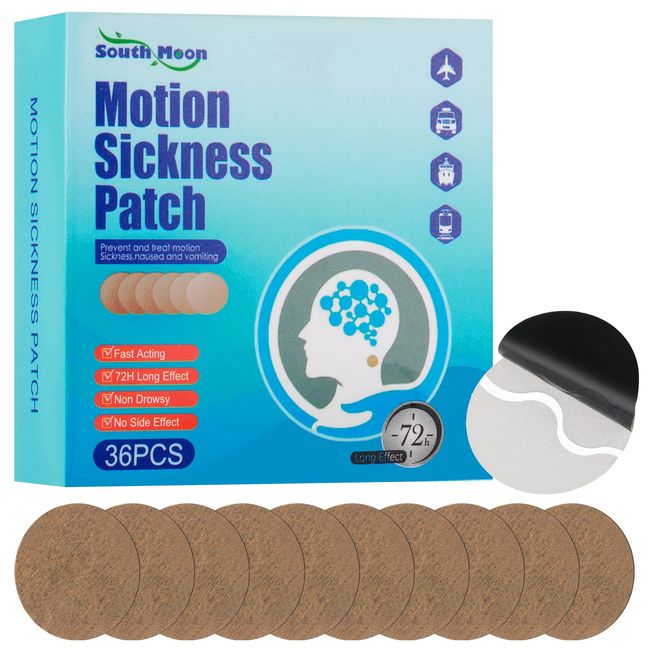 36 Pieces Motion Sickness Patches, Sea Sickness Patch for Cruise, Motion Sickness Ear Patch for The Relief of Nausea and Dizziness in Adults and Kids from Cars Cruise Ships Planes Trains Buses Sea