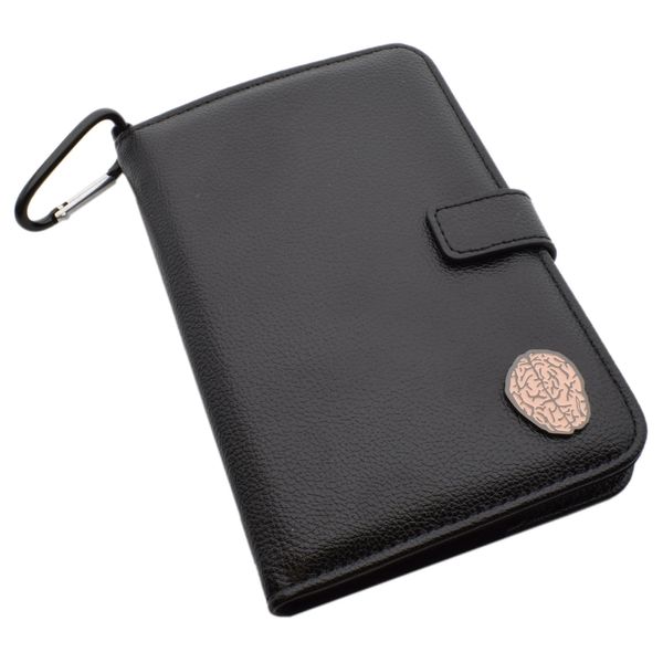 Brain Design Black Leatherette Golf Organiser with Personalised Engraved Golf Markers with Initials