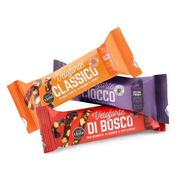 Veloforte Endurance Pack - 100% Natural Energy Bars. Winner of 2 Great Taste Awards. Classico, Ciocco & Di Bosco