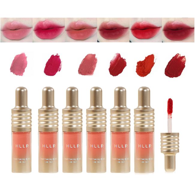 Domality 6 Colors Velvet Lipstick Set, Matte and Glitter Lip Mud Tint, Silky Creamy Texture, High-Pigmented, Long Lasting, Lightweight Lip Gloss Makeup Set