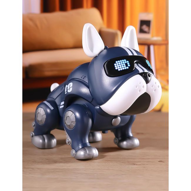 Blue Robot Dog Toy Robotic Puppy Dog for Kids, Electronic Pets Bulldog for Kids 3-8, can Dance and LED Eyes, act Like a Real Dog, robo Dog Gifts and Kids Mate
