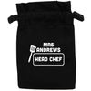 Flox Creative Black Organic Medium Drawstring Pouch Personalised Mrs head chef