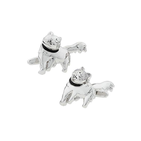 KnBoB Men Cufflinks Cat Silver Cufflinks Unique Business Wedding