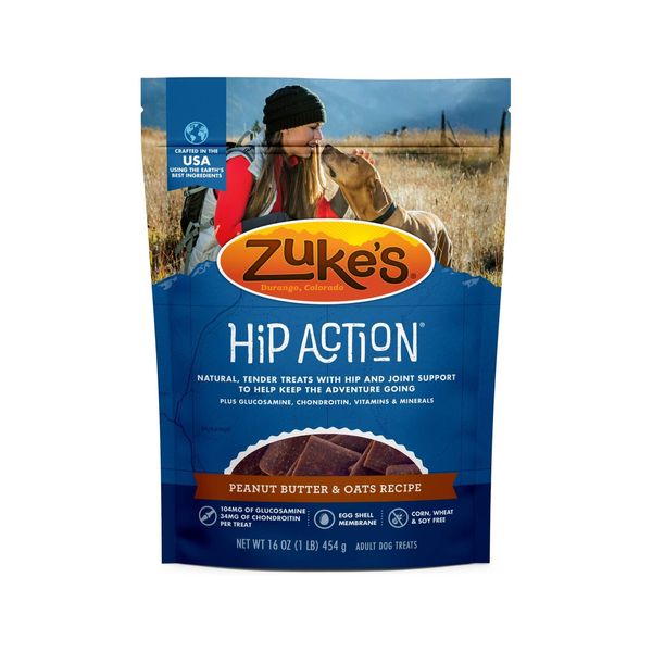 Zuke's Hip Action Peanut Butter Oats Dog Treats for Joint Health 1 Pound