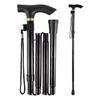 Extra Long Folding Walking Stick with Crutch Handle – Lightweight, Adjustable, and Portable | Black