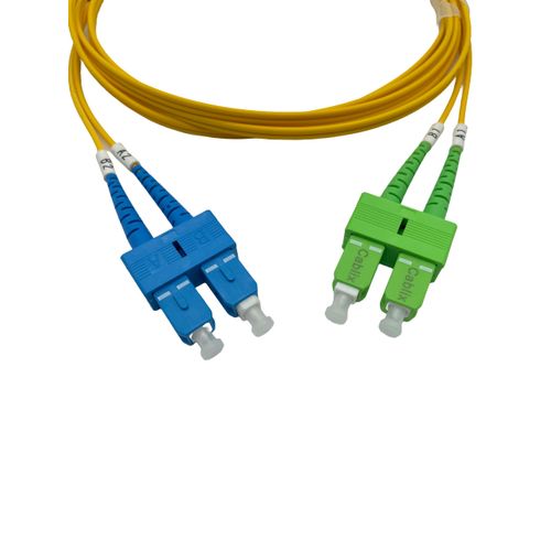 Cablix Single Mode Fiber Optic Patch Cord, Duplex SC/APC to SC/UPC, 2.5 Meters, 2.0mm, High-Performance Optical Cable for Reliable Data Transmission