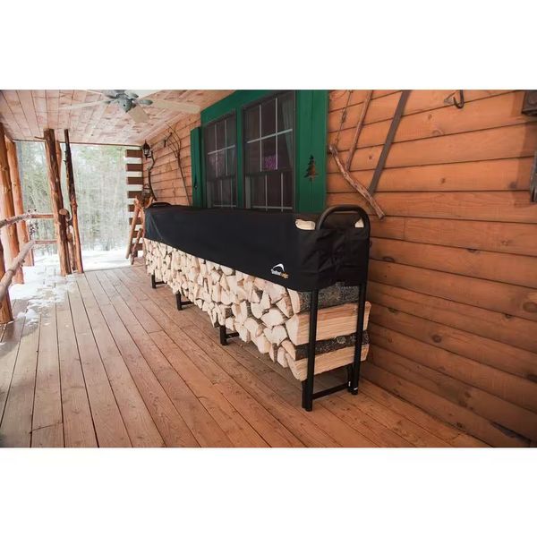 12 ft. Firewood Log Rack Storage Bin Logs Holder Steel Shelter w/ Cover