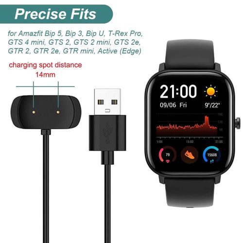 Kissmart Charger Cable for Amazfit Bip 5, Bip 3, Bip U, T-Rex Pro, GTS 4 Mini, GTS 2, GTS 2 Mini, GTS 2e, GTR 2, GTR 2e, GTR Mini, Active, USB Charging Cable Dock Cord 3.3ft Smartwatch Accessories
