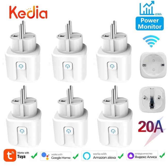 Tuya 16A Wifi Smart Switch Plug with Power Monitor Function Socket Outlet  Works with Alexa Google Home