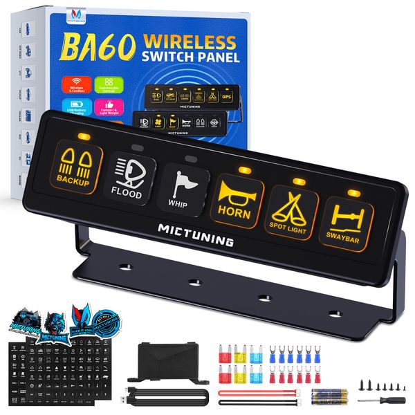 6-Gang LED Light Bar Switch Panel - Wireless Remote ON/OFF Circuit Control Box