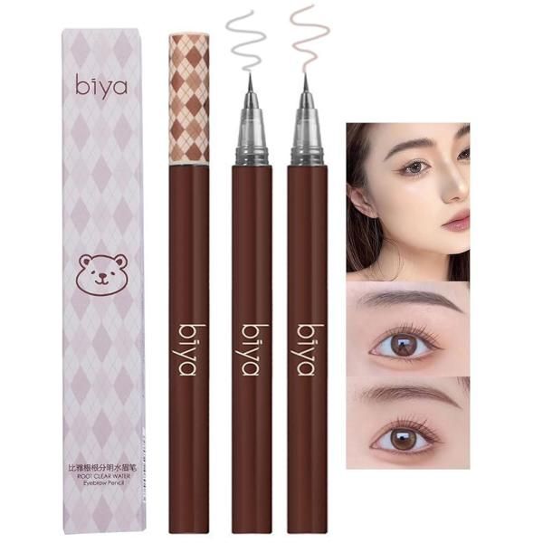 Domality 2 Color Liquid Eyebrow Pencil Set Includes Extra Sharp Tip Brush Long Lasting Natural Professional