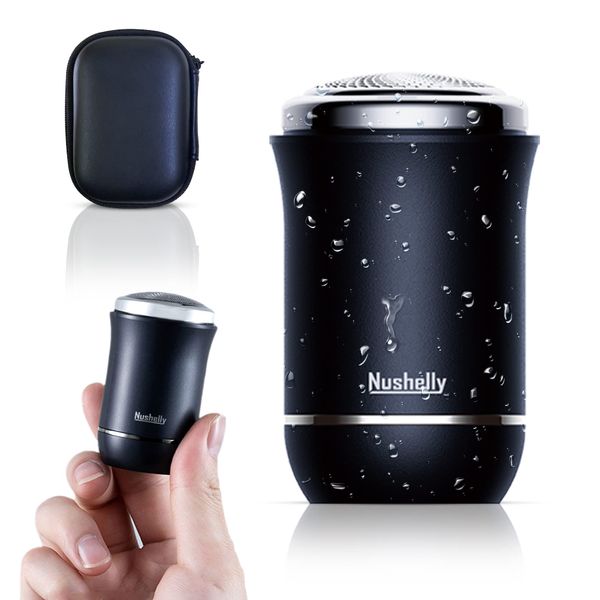 Nushelly NH-101 Men's Electric Shaver, Electric Shaver, Shaver, 3 Blades, Rotating, Deep Shaving, Portable Shaving, Small, Compact, IPX7 Waterproof, Washable, Wet & Dry Use, Bath Shaver, Mini Shaver,