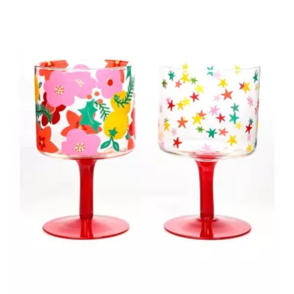 Raspberry Blossom Set of 2 Wine Glasses