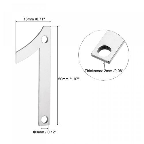 uxcell 2 Inch 304 Stainless Steel House Number Polishing for Door Mailbox(Number 1)