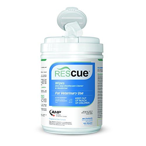 REScue One-Step Disinfectant Cleaner & Deodorizer for Veterinary Use, Cleans Floors, Kennels, Litter Boxes & More, 160-Wipes, 1-Canister
