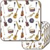Coaster "Musical Instrument Pattern" 5 Piece Set with Same Pattern Illustration, Stylish Musical Instrument Pattern, Kitchen Supplies