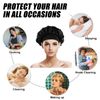 SZXMDKH Satin Bonnet Sleep Cap, 1 PCS Sleeping Head Cover for Curly Hair, Silk Hat Soft Night Cap with Wide Elastic Band for Women Girl Hair Protection (Black)