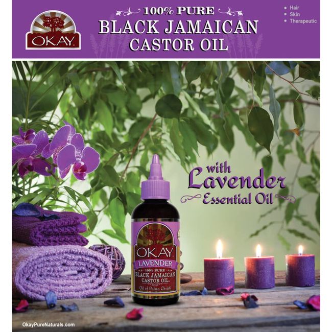 OKAY BLACK JAMAICAN CASTOR OIL with LAVENDER 4oz / 188ml