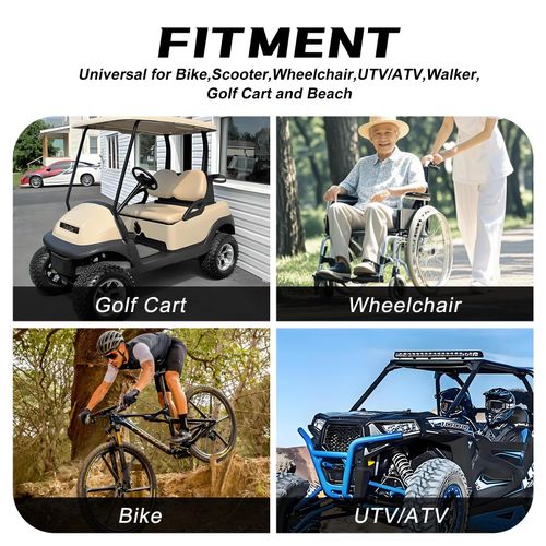 PSLER 2Pack Cup Holder for Bike, Scooter, Wheelchair, UTV/ATV, Walker, Golf Cart and Beach, Universal Drink Holder with Net Pocket and Cord Lock for 8-24oz Bottles(Black)