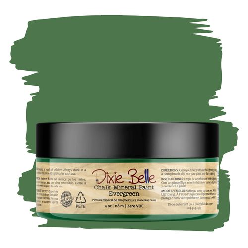 Dixie Belle Paint Company Chalk Finish Furniture Paint - Evergreen (4oz) - Matte Bold Green Chic Chalk Mineral DIY Furniture Paint