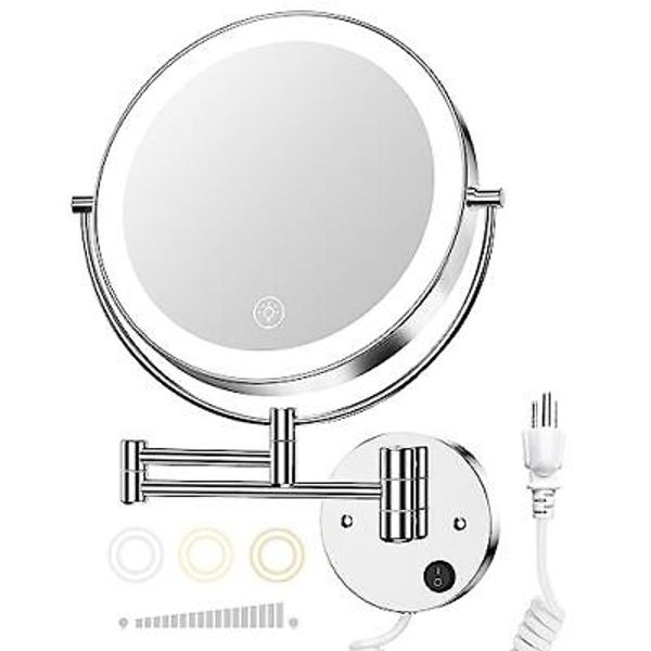 9” Wall Mounted Lighted Makeup Vanity Chrome-9in Lighted Mirror Dimmable