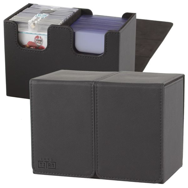 Card Titan Toploader Storage Box Two Row - Trading Card Storage Box for Sports Cards and TCG Cards in Top Loaders and One Touch Magnetic Card Holder - Card Case Fits Standard Size Trading Cards