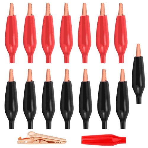 Copper Alligator Electric Clips 45 mm Red 8 Black 8 Electrical Test Terminals with Protective Insulation Copper Alligator Electric Clips® Lewttyer