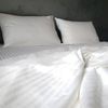 Luxury Cream 100% Cotton Satin Queen Bedding Set Cotton Shine Stripped Pattern