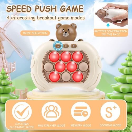 Ainiv Pop it Fidget Toy, Quick Push Game, Puzzle Game Machine, Game Controller, Bubble Sensory Fidget Toy with Music, Electronic Sensor Game for Early Development and Concentration Training