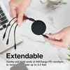BoxWave Cable Compatible with Poly Edge E450 - AllCharge PD miniSync (100W), Retractable High-Speed Charging Portable USB Cable - Jet Black