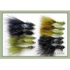 Trout Flies,12 Flash Damsels, Olive & Black, Blue and Red Flash, Size 10