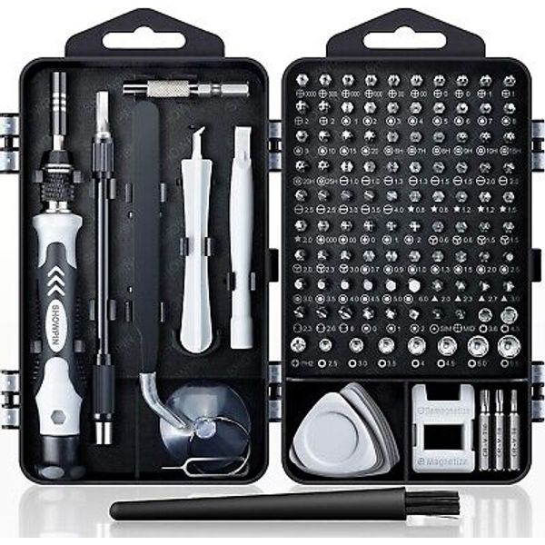 122-in-1 Screwdriver Kit: 101 magnetic bits for electronics repair.