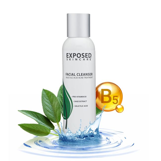 Exposed Skin Care Acne Facial Cleanser - Gentle Face Wash with Salicylic Acid for Acne Prone Skin - Pore Clarifying Acne Treatment for All Ages, Skin Types