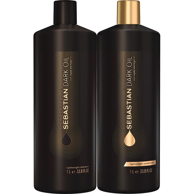 (2 PACK) Sebastian Dark Oil Lightweight Shampoo and Conditioner, 33.8 oz