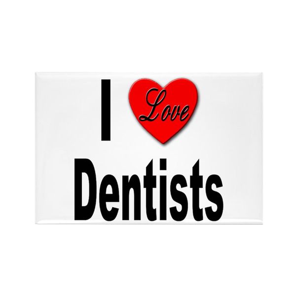 CafePress I Love Dentists Rectangle Magnet, 2"x3" Refrigerator Magnet