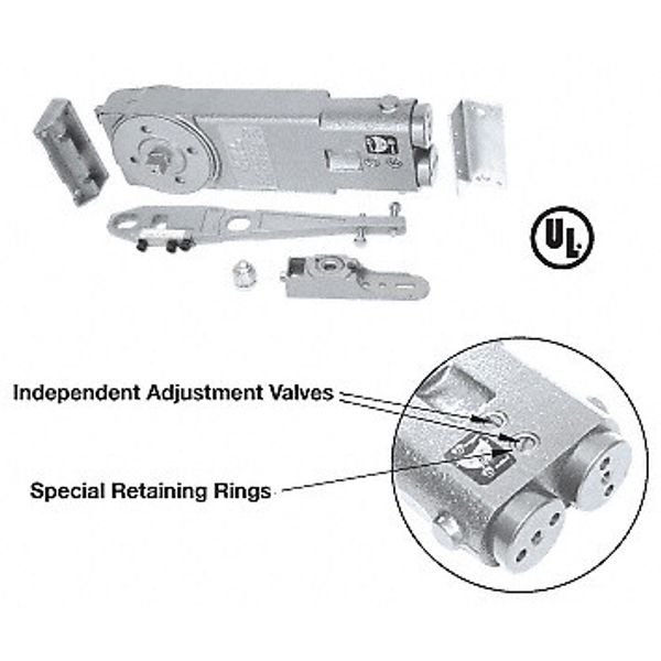 105 degree No Hold Open Overhead Concealed Closer Package for Side-Load Instal