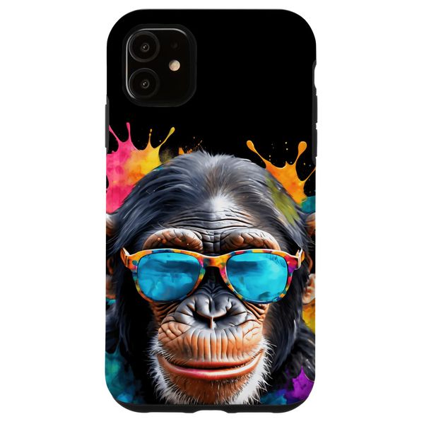 iPhone 11 Chimp Sunglasses Chimpanzee Monkey Funny Art Print Graphic Case