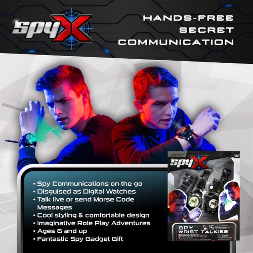 SpyX / Spy Wrist Talkies. 8-1 Multifunctional Walkie Talkies Toy Spy Watch for Kids. Hands-Free Two-Way Radio Spy Gadget Watch for Junior Secret Agent / Ninja Spy. 2-Pack