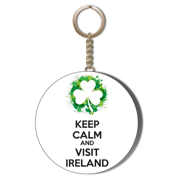 Gift Insanity KEEP CALM AND VISIT IRELAND SHAMROCK ON WHITE 55mm KEYRING BOTTLE OPENER