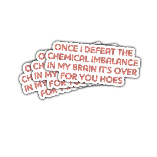 3pcs Once I Defeat The Chemical Imbalance in My Brain It’s Over for You Hoes Sticker Gift Brain Once I Defeat The Chemical Imbalance Stickers Car Decal for Laptop Water Bottle Toolbox Phone Case 3"