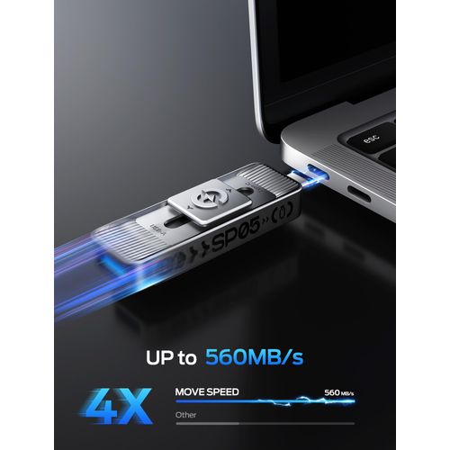 MOVE SPEED 2TB Solid State Drives with Dual Ports & Push-Pull Design 560MB/s Read Speed, Type C + USB 3.2 Drive Portable ssd for iPhone 15/16/Android/Mac