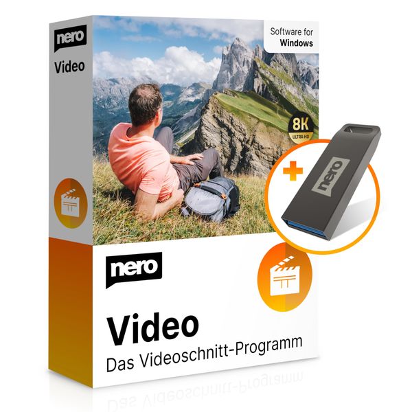 Nero Video 2024 auf USB Stick | Videobearbeitung | Video editing | Videobearbeitungsprogramm | Videoschnittprogramm | 8K | unlimitierte Lizenz | Windows 11/ 10 / 8 / 7 für 1 PC