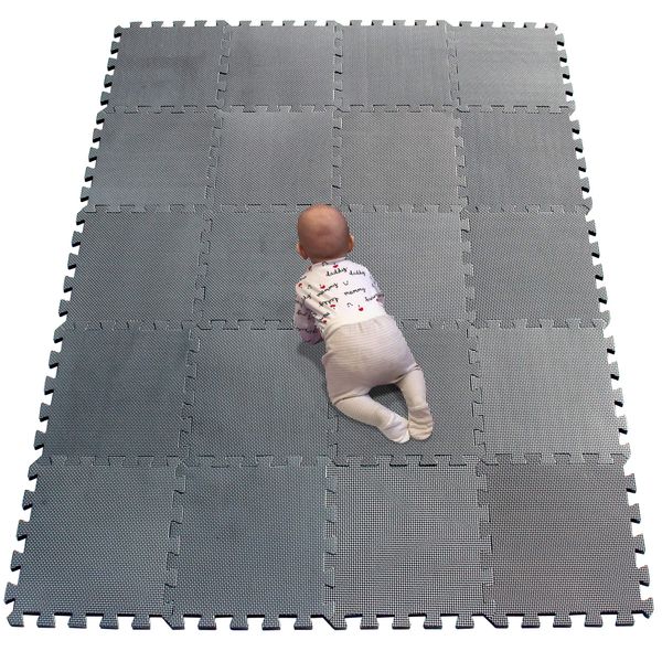 YIMINYUER EVA Exercise Floor Play Mats Soft Floor Mat Puzzle Foam - 30 x 30cm Gray R12G301020