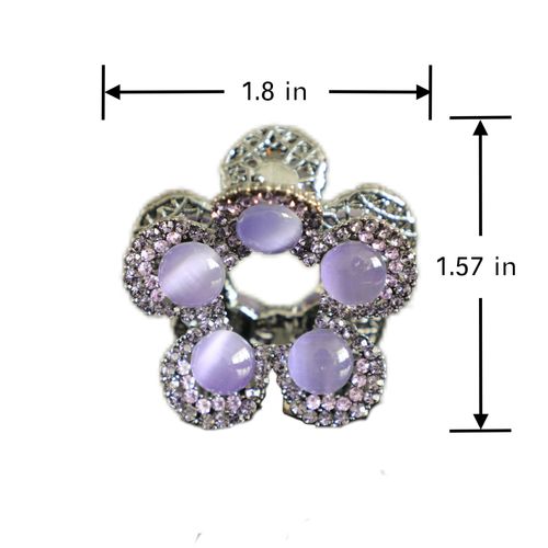 Fosrisix Purple Rhinestone Flower Hair Clip Medium Silver Metal Claw Clips for Women and Girls Elegant Flower Girl Accessory for Short or Long Hair
